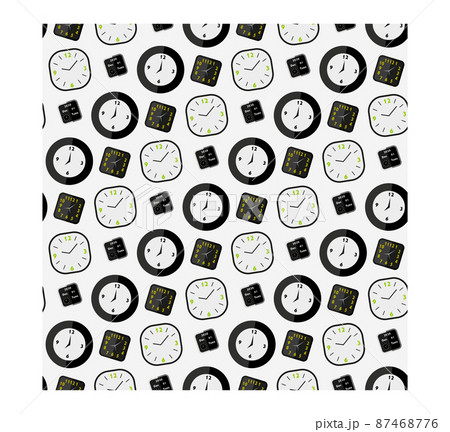 Clock seamless pattern on modern white background. Textile background. Pattern for fashion, wallpaper, paper. Vector Clock seamless pattern on modern white background. Textile background. Pattern for fashion, wallpaper, paper. Vector 87468776