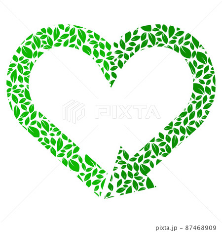 Recycling symbol in heart shape, reload sign, love earth color icon. Recycle heart flat isolated icon for web. Flat style. Vector Recycling symbol in heart shape, reload sign, love earth color icon. Recycle heart flat isolated icon for web. Flat style. Vector 87468909