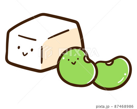 豆類のかわいいキャラクターの手書き風イラストセット 87468986