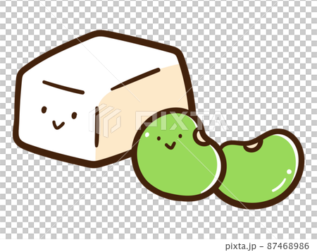 豆類のかわいいキャラクターの手書き風イラストセット 87468986