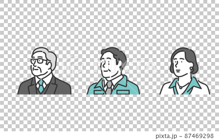 企業経営者・取締役・重役のイメージイラスト表情セット素材 87469298