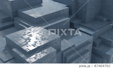 CGブロック　幾何学模様のある多数のブロック背景 87469702