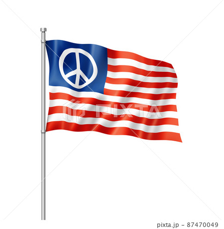 United States peace flag isolated on white 87470049