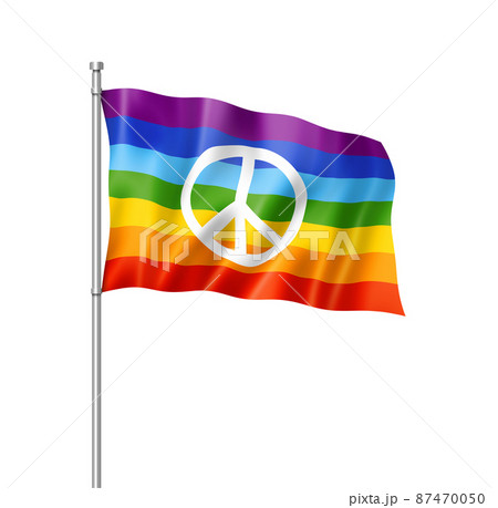 Rainbow peace flag isolated on white 87470050