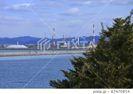 大牟田市　航路から見た大牟田市街、 87470854