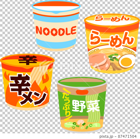 Illustration set of various cup noodles Illustration set of various cup noodles 87471504