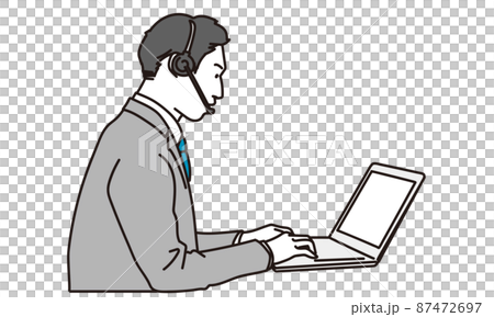 Male operator supporting with laptop 87472697