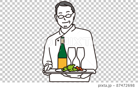 Asian man serving at a restaurant Asian man serving at a restaurant 87472698