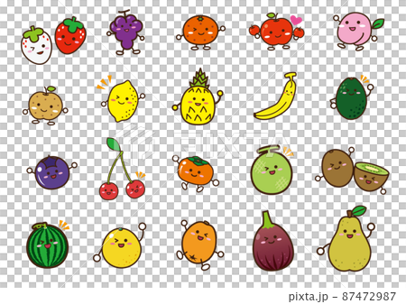 Fruit character set with line 87472987