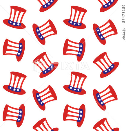 Vector seamless pattern of flat American flag hat 87473189