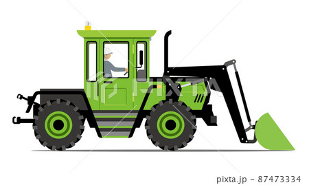 ホイールローダ、ブルドーザー、サイドアングル、イラスト 87473334