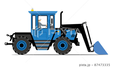 ホイールローダ、ブルドーザー、サイドアングル、イラスト 87473335