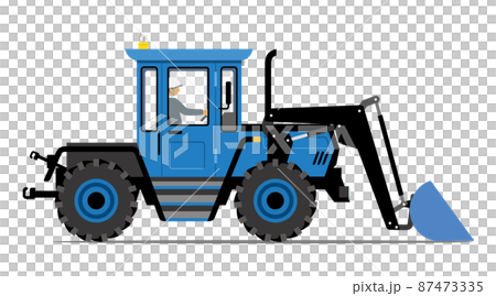 ホイールローダ、ブルドーザー、サイドアングル、イラスト 87473335