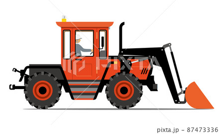 ホイールローダ、ブルドーザー、サイドアングル、イラスト 87473336