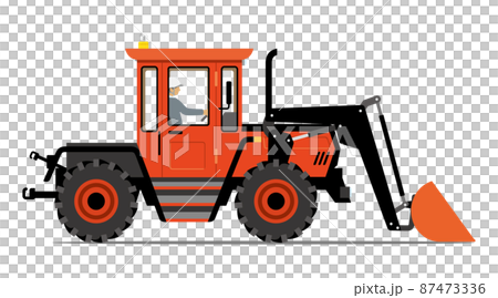 Wheel loader, bulldozer, side angle, illustration 87473336