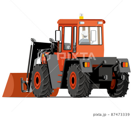 ホイールローダー、ブルドーザー、リヤ、イラスト ホイールローダー、ブルドーザー、リヤ、イラスト 87473339