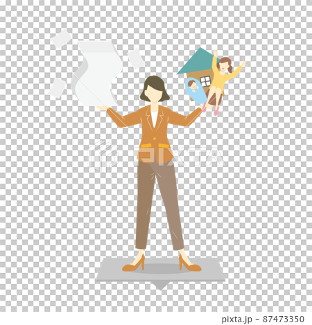 A female office worker who strikes a good balance between work and family A female office worker who strikes a good balance between work and family 87473350