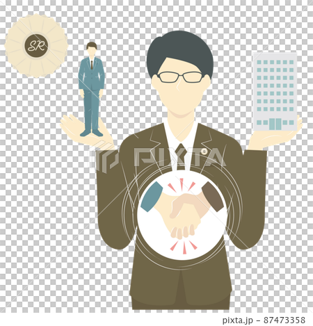 労働、社会保険の専門家の男性社労士とバッジ 87473358