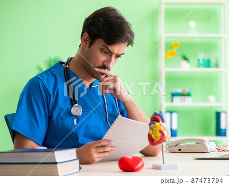 Doctor student explaining heart problems 87473794