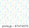 カラフル音符の壁紙　白背景 87474070