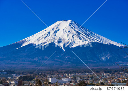富士山 冬景 富士吉田から眺望 富士山 冬景 富士吉田から眺望 87474085