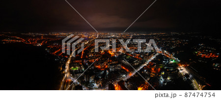 Night city, night city view from drone, nightlife landscapes in big cities. Night city, night city view from drone, nightlife landscapes in big cities. 87474754