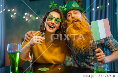 couple celebrating St. Patrick's Day couple celebrating St. Patrick's Day 87476916