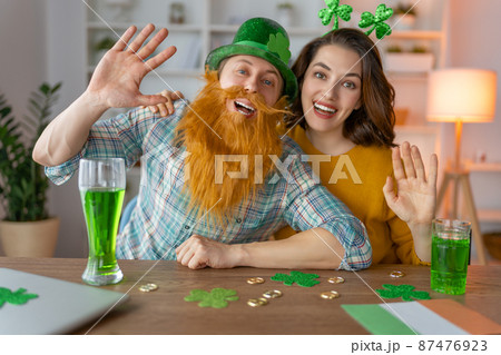 couple celebrating St. Patrick's Day 87476923