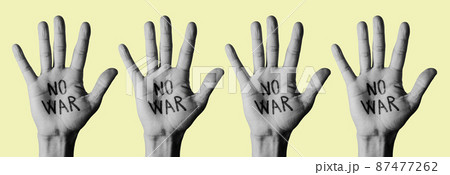 no war written in raised hands, web banner format no war written in raised hands, web banner format 87477262