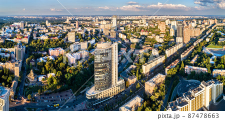 Aerial view of Pechersk, a central neighborhood of Kiev, Ukraine Aerial view of Pechersk, a central neighborhood of Kiev, Ukraine 87478663