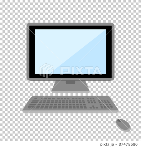 Illustration material: PC, keyboard and mouse set / LCD screen is blue without main line Illustration material: PC, keyboard and mouse set / LCD screen is blue without main line 87478680
