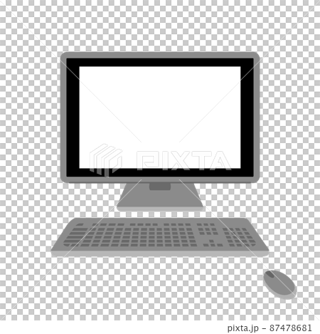 Illustration material: PC, keyboard and mouse set / White screen without main line Illustration material: PC, keyboard and mouse set / White screen without main line 87478681