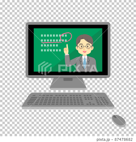 Illustration material: Online learning on a computer / No main line 87478682