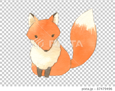 可愛的狐狸剪圖手繪水彩 可愛的狐狸剪圖手繪水彩 87479496