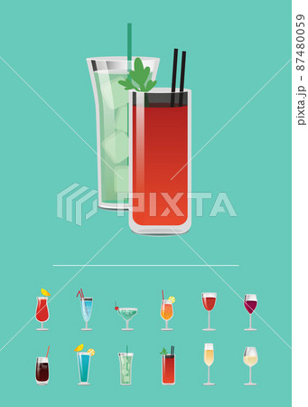 Set of Cocktails with Menu Great Choice of Alcohol 87480059