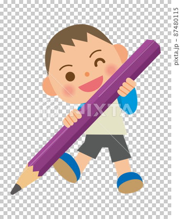Child with a big pencil Child with a big pencil 87480115