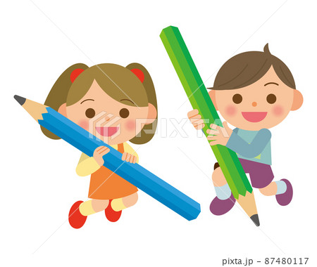 大きな鉛筆を持つ子供 87480117
