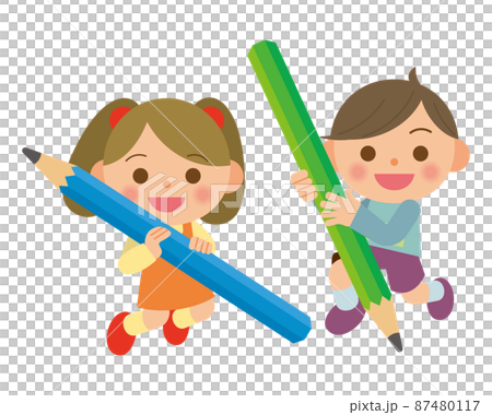 大きな鉛筆を持つ子供 87480117