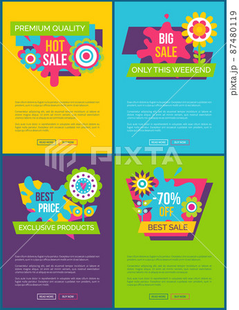Online Sale Web Banners Vector Illustrations Set 87480119