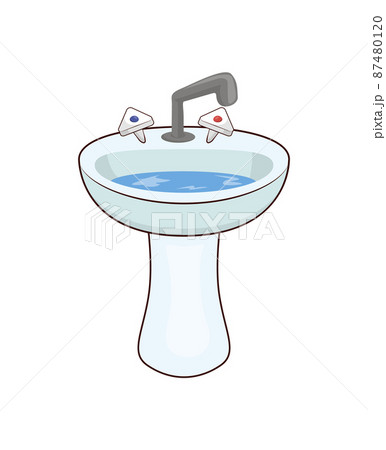 Basin with Taps and Water Vector Illustration Basin with Taps and Water Vector Illustration 87480120