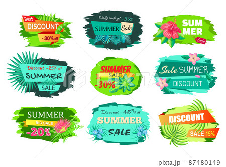 Set Color Discount Emblems Off Summer Sale Advert 87480149