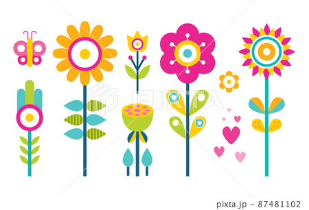 Flowers Collection in Flat Design, Butterfly Tree Flowers Collection in Flat Design, Butterfly Tree 87481102