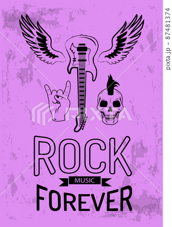 Rock Music Forever Vector Illustration on Purple Rock Music Forever Vector Illustration on Purple 87481374