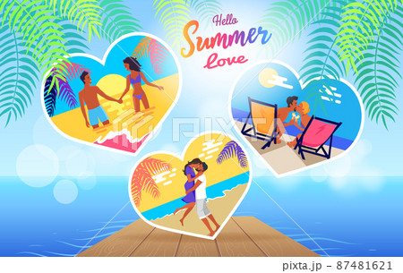 Summer Love Time Banner with Photos of Couple Summer Love Time Banner with Photos of Couple 87481621