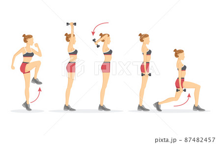 High Knee and Triceps Chop Vector Illustration 87482457