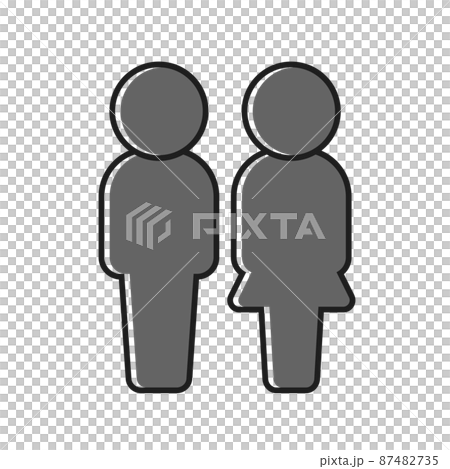 立っている男女2人の白黒アイコン・ピクトグラム - カップル・夫婦・父母・トイレのイメージ素材 立っている男女2人の白黒アイコン・ピクトグラム - カップル・夫婦・父母・トイレのイメージ素材 87482735