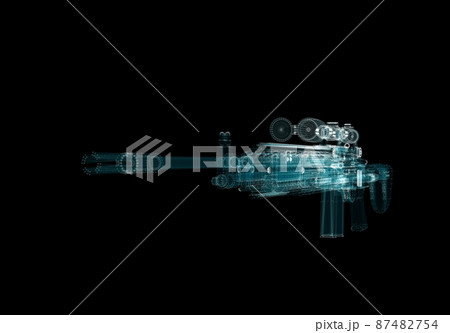 Submachine Gun Hologram. Weapon and Technology Concept Submachine Gun Hologram. Weapon and Technology Concept 87482754