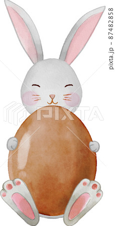 イースター ウサギ 水彩画 87482858