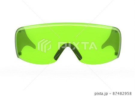 Protective green plastic dentist glasses isolated on white background 87482958