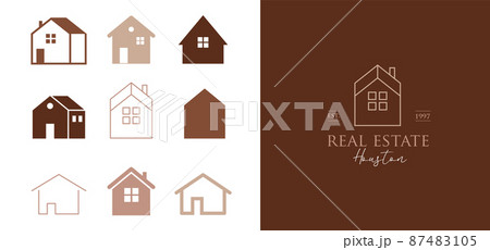 Home, houses and buildings icons, symbols and logos Home, houses and buildings icons, symbols and logos 87483105